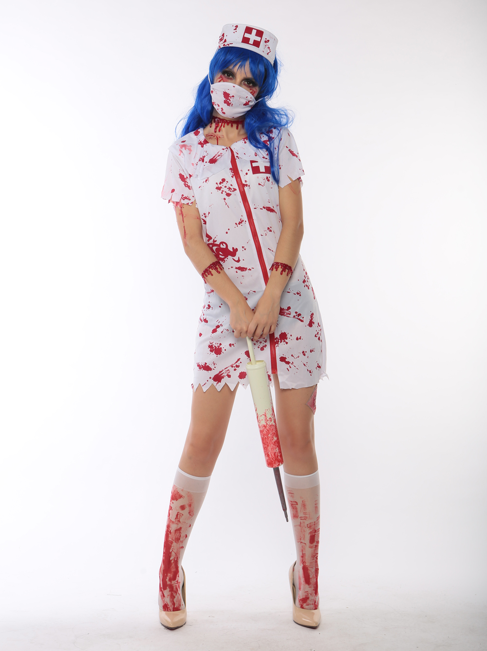 F1712 halloween zombie nurse costume,it comes with headwear,dress